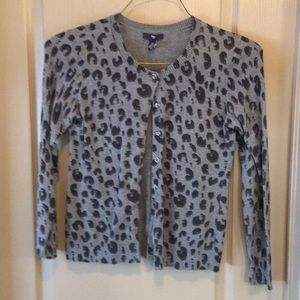 GAP size medium grey leopard print cardigan